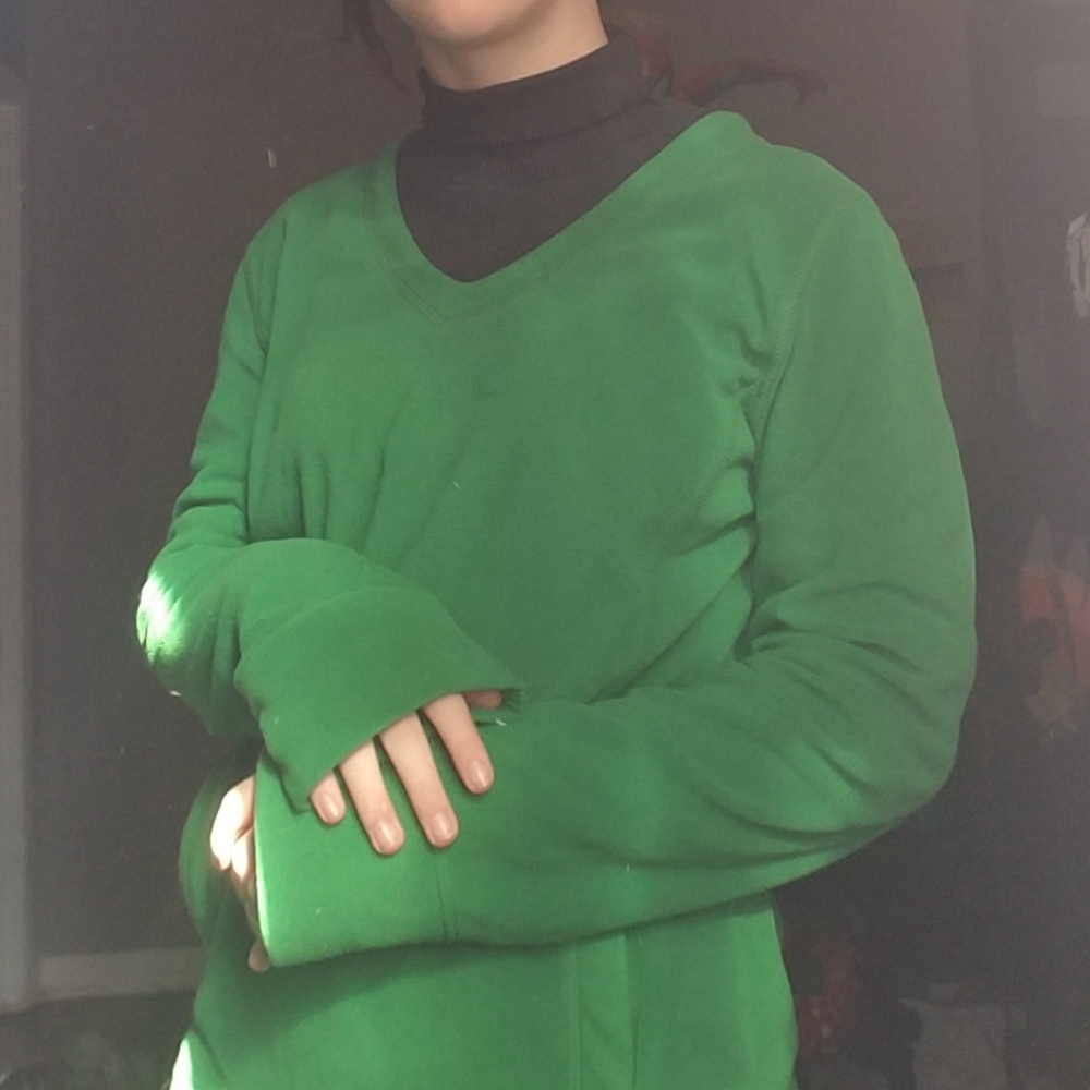 green fuzzy merona top